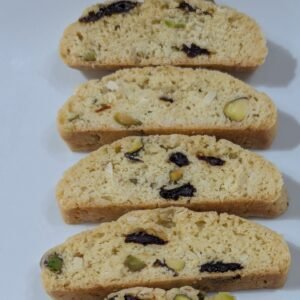 Cherry, Coconut, Pistachio Biscotti